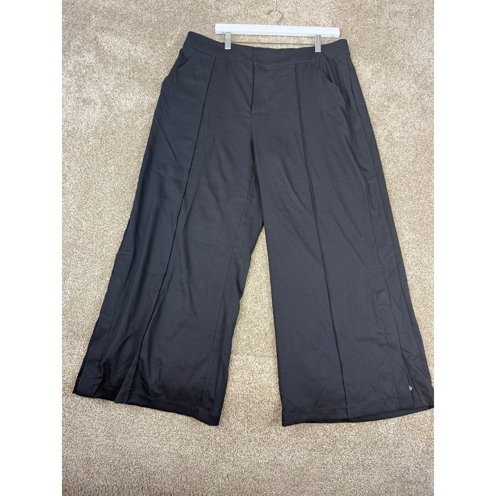 Zuda Womens Black‎ Wide Leg Performance Pintuck Trousers Pants Large L